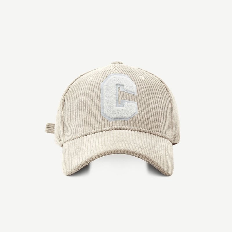WHITE Corduroy Baseball Cap Ladies Letter C Snapback Hat Women Adjustable Casual Caps Hats