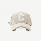 WHITE Corduroy Baseball Cap Ladies Letter C Snapback Hat Women Adjustable Casual Caps Hats
