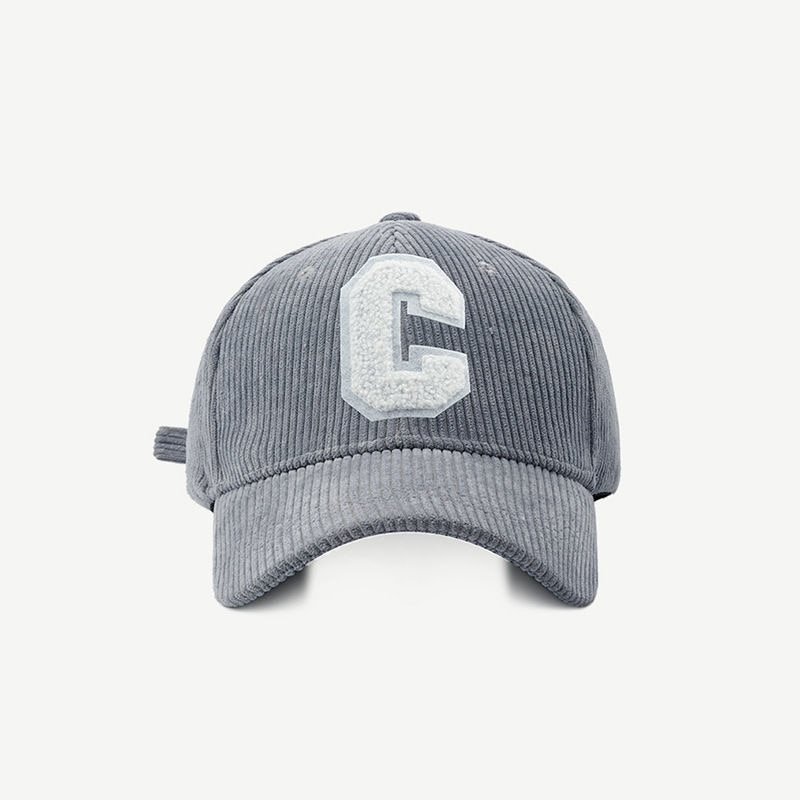GREY Corduroy Baseball Cap Ladies Letter C Snapback Hat Women Adjustable Casual Caps Hats