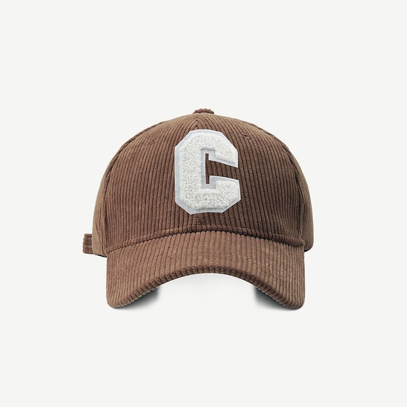 BROWN Corduroy Baseball Cap Ladies Letter C Snapback Hat Women Adjustable Casual Caps Hats