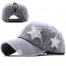 Washed Denim Hole Star Baseball Cap Snapback Hats Autumn Summer Hat for Men Women Caps - GREY