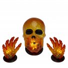 8.5" Lighted Orange Skull Hands Outdoor Halloween Decor 4' Black Wire 8.5" Lighted Orange Skull Hands Outdoor Halloween Decor 4' Black Wire