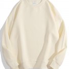 Cotton Pullover Sweatshirts Oversize Women O Neck Loose Long Sleeve Top Solid Oversized Milk Apricot