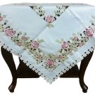 Ivory Cream Embroidered Rose Cutwork 33" Square Polyester Tablecloth Table Cover