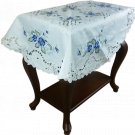 Polyester Cutwork Embroidered Embroidery Blue Rose 33" Round Tablecloth Polyester Cutwork Embroidered Embroidery Blue Rose 33" Round Tablecloth