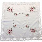 Polyester Embroidered Rose 33x33" Square Tablecloth Night Stand Side Table Cover