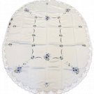 Polyester 72x126" Oval Embroidery Oval Tablecloth Blue Rose Flowers 12 Napkins Polyester 72x126" Oval Embroidery Oval Tablecloth Blue Rose Flowers 12 Napkins