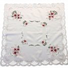 Embroidered Rose 33" Square Polyester Cutwork Tablecloth End Side Table Cover Embroidered Rose 33" Square Polyester Cutwork Tablecloth End Side Table Cover