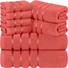 8 Pcs Coral Bath Linen Sets Viscose Stripe 600 GSM Ring Spun Cotton Towel 8 Pcs Coral Bath Linen Sets Viscose Stripe 600 GSM Ring Spun Cotton Towel