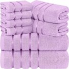8 Pcs Lavender Bath Linen Sets Viscose Stripe 600 GSM Ring Spun Cotton Towel 8 Pcs Lavender Bath Linen Sets Viscose Stripe 600 GSM Ring Spun Cotton Towel