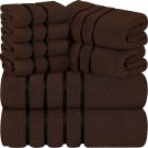 8 Pcs Brown Bath Linen Sets Viscose Stripe 600 GSM Ring Spun Cotton Towel 8 Pcs Brown Bath Linen Sets Viscose Stripe 600 GSM Ring Spun Cotton Towel