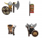 4pcs Medieval Dwarf Cannibal Soldiers Figures Knights Acc Knives Swords Weapon Toys Gifts