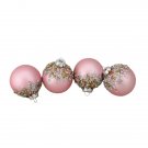 4 Piece Pink Sequined Glass Ball Set 3.25” Christmas Ornaments 4 Piece Pink Sequined Glass Ball Set 3.25” Christmas Ornaments