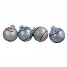 4 Piece Blue Silver Onion Shaped Glass Set 3.5" Christmas Ornaments 4 Piece Blue Silver Onion Shaped Glass Set 3.5" Christmas Ornaments