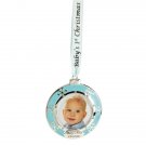 3" Blue Silver Plated "Baby'S First " Christmas Ornaments 3" Blue Silver Plated "Baby'S First " Christmas Ornaments