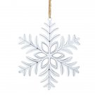 6" Silver And White Metal Snowflake On Jute Rope Christmas Ornaments 6" Silver And White Metal Snowflake On Jute Rope Christmas Ornaments