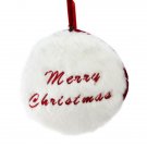 7.5" Red White "Merry " Faux Fur Disc Christmas Ornaments 7.5" Red White "Merry " Faux Fur Disc Christmas Ornaments