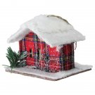 4.25" Holiday Moments Red Plaid Snow Cabin Christmas Ornaments 4.25" Holiday Moments Red Plaid Snow Cabin Christmas Ornaments