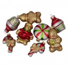 8Ct Gingerbread Men And Candies Design Glass Set Christmas Ornaments