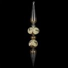 18.25" Glittered Clear Glass And Gold Laced Finial Christmas Ornaments 18.25" Glittered Clear Glass And Gold Laced Finial Christmas Ornaments