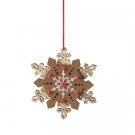5" Alpine Chic Brown Red White Country Snowflake Christmas Ornaments
