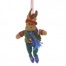7" Bohemian Holiday Plush Moose Boy Dangling Legs Christmas Ornaments