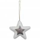 3.75 Inch White And Silver Star Hanging Christmas Ornaments 3.75 Inch White And Silver Star Hanging Christmas Ornaments