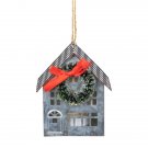 3.5 Inch Led Lighted Galvanized House With Wreath Christmas Ornaments 3.5 Inch Led Lighted Galvanized House With Wreath Christmas Ornaments