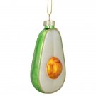 3.5 Inch Green And White Avocado Glass Christmas Ornaments