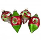 4Ct Red, Green Silver Vintage Glass 3.25" 80Mm Christmas Ornaments 4Ct Red, Green Silver Vintage Glass 3.25" 80Mm Christmas Ornaments