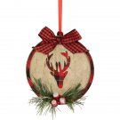 4 Inch Red Buffalo Plaid Reindeer Holly Berries Christmas Ornaments