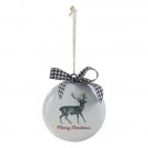 4.5 Inch White And Black Reindeer "Merry " Disc Christmas Ornaments 4.5 Inch White And Black Reindeer "Merry " Disc Christmas Ornaments