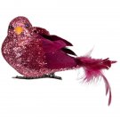 4 Inch Burgundy Left Facing Bird Clip On Christmas Ornaments