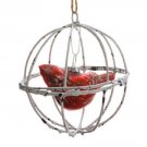 4" Distressed Cardinal In Wood Like Ball Cage Christmas Ornaments