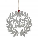 8" White "Merry " Wreath Cutout Hanging Christmas Ornaments 8" White "Merry " Wreath Cutout Hanging Christmas Ornaments