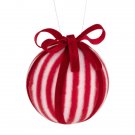 Red And White Striped Candy Cane Ball 4" 100Mm Christmas Ornaments