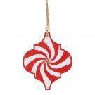 4.5" Red And White Candy Cane Swirl Bauble Wooden Christmas Ornaments