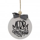 4" Black And White Merry Wooden Disc With Plaid Bow Christmas Ornaments 4" Black And White Merry Wooden Disc With Plaid Bow Christmas Ornaments