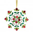 6.5" Green And Red Gem Stone Iron Wire Snowflake Christmas Ornaments 6.5" Green And Red Gem Stone Iron Wire Snowflake Christmas Ornaments
