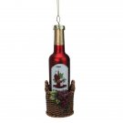 6.25" Red Wine Bottle In Basket With Grapes Glass Christmas Ornaments 6.25" Red Wine Bottle In Basket With Grapes Glass Christmas Ornaments