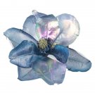7" Iridescent Blue Artificial Magnolia Clip On Christmas Ornaments