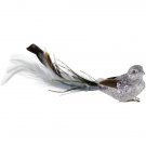 8" Silver Glitter Embellished Bird Feathers Christmas Ornaments