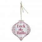 5.5" White Red Wooden Rustic "Deck The Halls" Onion Christmas Ornaments 5.5" White Red Wooden Rustic "Deck The Halls" Onion Christmas Ornaments