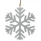 8.75" Silver Glittered Wooden Snowflake Shaped Christmas Ornaments 8.75" Silver Glittered Wooden Snowflake Shaped Christmas Ornaments