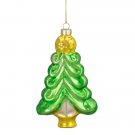 5.25 Inch Green And Gold Glass Tree Hanging Christmas Ornaments 5.25 Inch Green And Gold Glass Tree Hanging Christmas Ornaments
