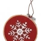 4.5" Red And White Embroidered Snowflake In Hoop Loom Christmas Ornaments 4.5" Red And White Embroidered Snowflake In Hoop Loom Christmas Ornaments