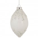 5" White Beaded And Silver Sequins Glass Finial Christmas Ornaments 5" White Beaded And Silver Sequins Glass Finial Christmas Ornaments