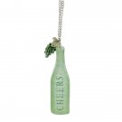 4.5" Green "Cheers" Wine Bottle With Grapes Tag Christmas Ornaments