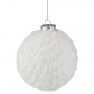 4 Inch White Chenille Plush Ball Christmas Ornaments