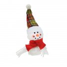 8" Plush Jolly Snowman With Plaid Santa Hat Decorative Christmas Ornaments